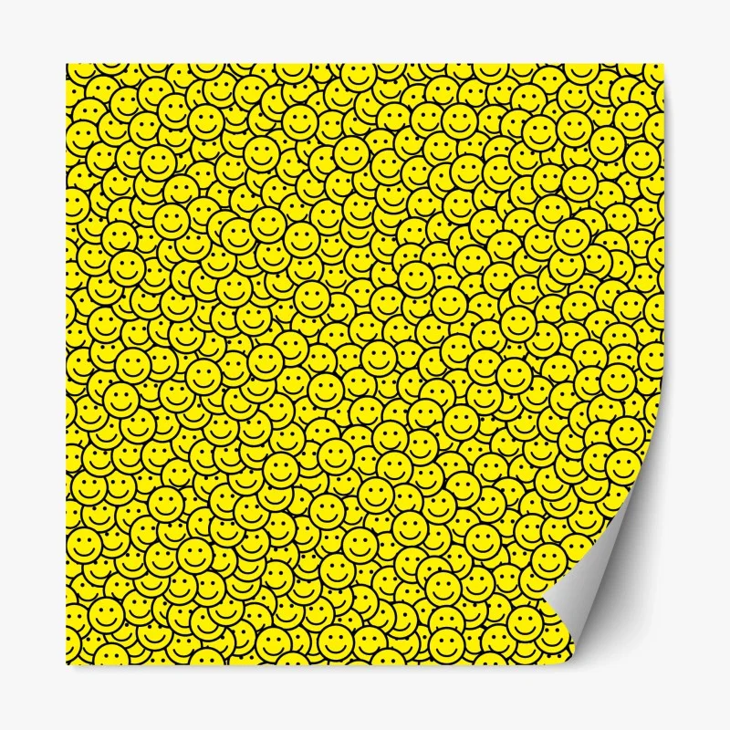 Pegatina reposicionable patrón de caras sonrientes en amarillo