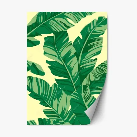Pegatina reposicionable patrón de hojas tropicales en verde – Pixers®