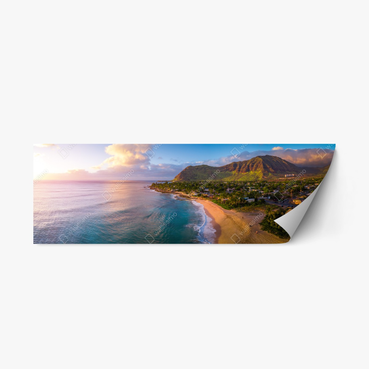 Pegatina reposicionable atardecer tropical en la costa dorada – Pixers®