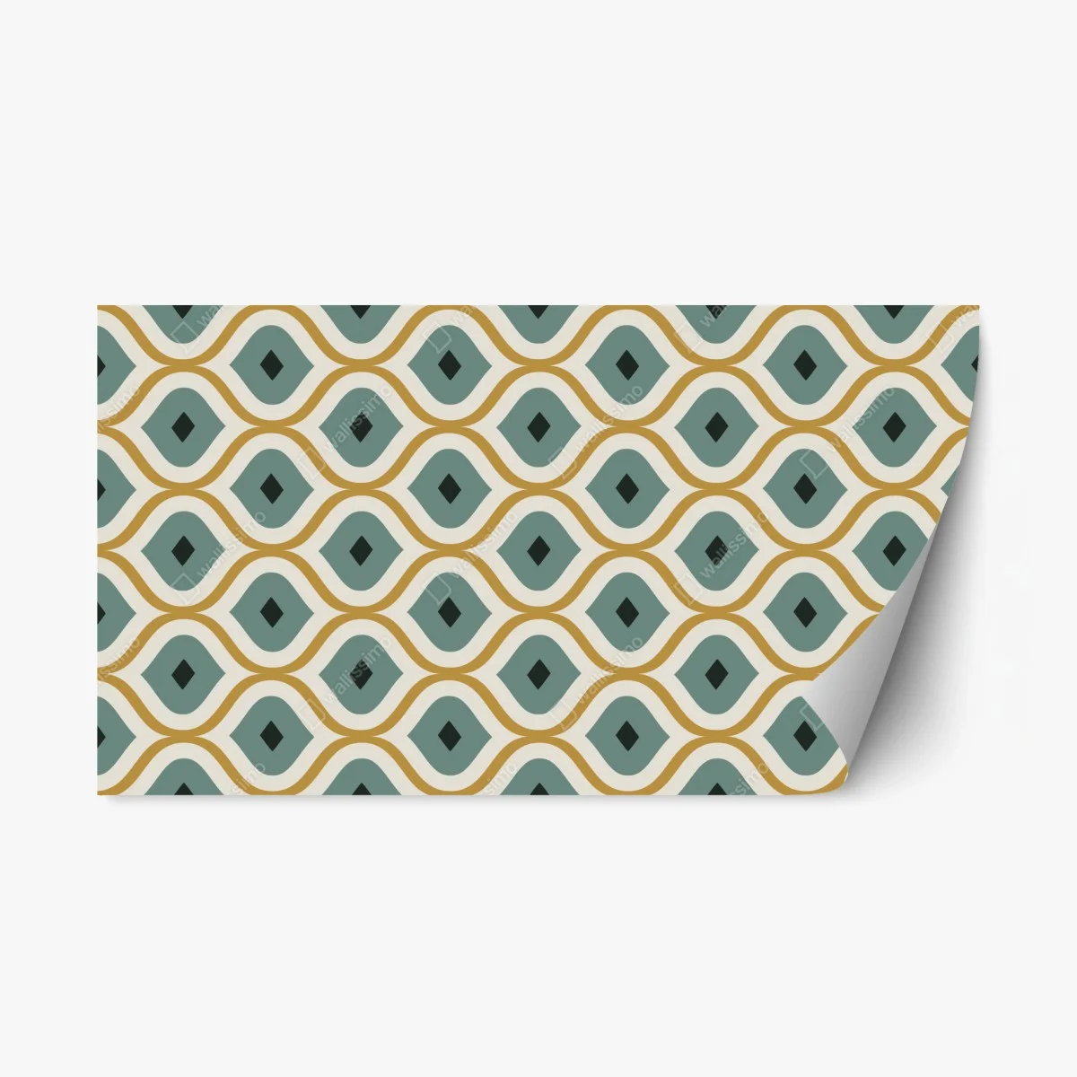 Pegatina reposicionable diseño geométrico retro en tonos verde azulado y dorado – Pixers® Pegatina reposicionable diseño geométrico retro en tonos verde azulado y dorado – Pixers®
