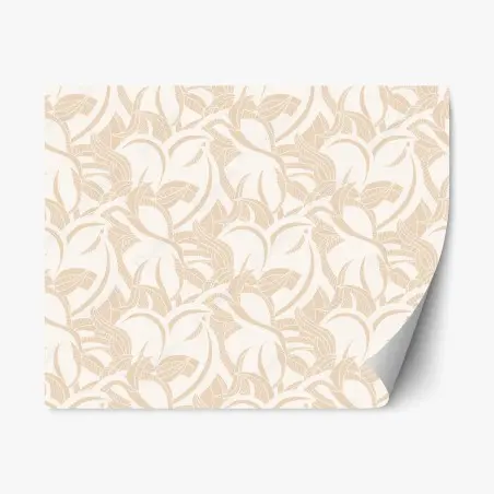 Pegatina reposicionable estampado botánico beige de hojas entrelazadas – Pixers®