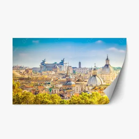 Pegatina reposicionable panorama urbano de Roma con cúpulas clásicas – Pixers®