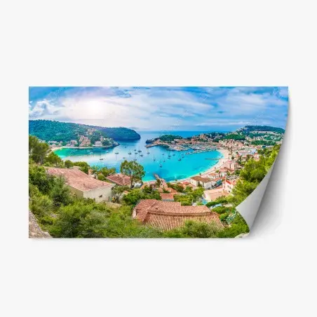 Pegatina reposicionable vistas panorámicas de Puerto de Sóller, Mallorca – Pixers®