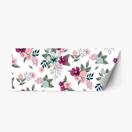Pegatina reposicionable elegante estampado floral en tonos rosa y verde – Pixers®