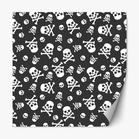 Pegatina reposicionable patrón de calaveras en blanco y negro – Pixers®