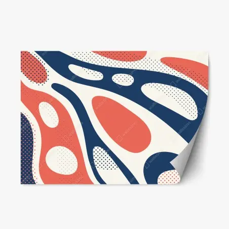 Pegatina reposicionable diseño orgánico en tonos coral y azul marino – Pixers®