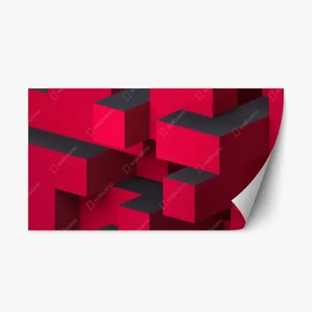 Pegatina reposicionable diseño geométrico tridimensional en rojo y negro – Pixers®