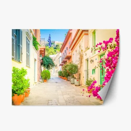 Pegatina reposicionable calle pintoresca de Plaka, Atenas – Pixers®