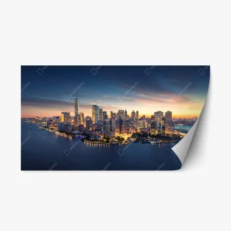 Pegatina reposicionable amanecer en Manhattan: panorámica urbana de Nueva York – Pixers®