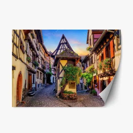 Pegatina reposicionable calles pintorescas de Eguisheim en Alsacia – Pixers®