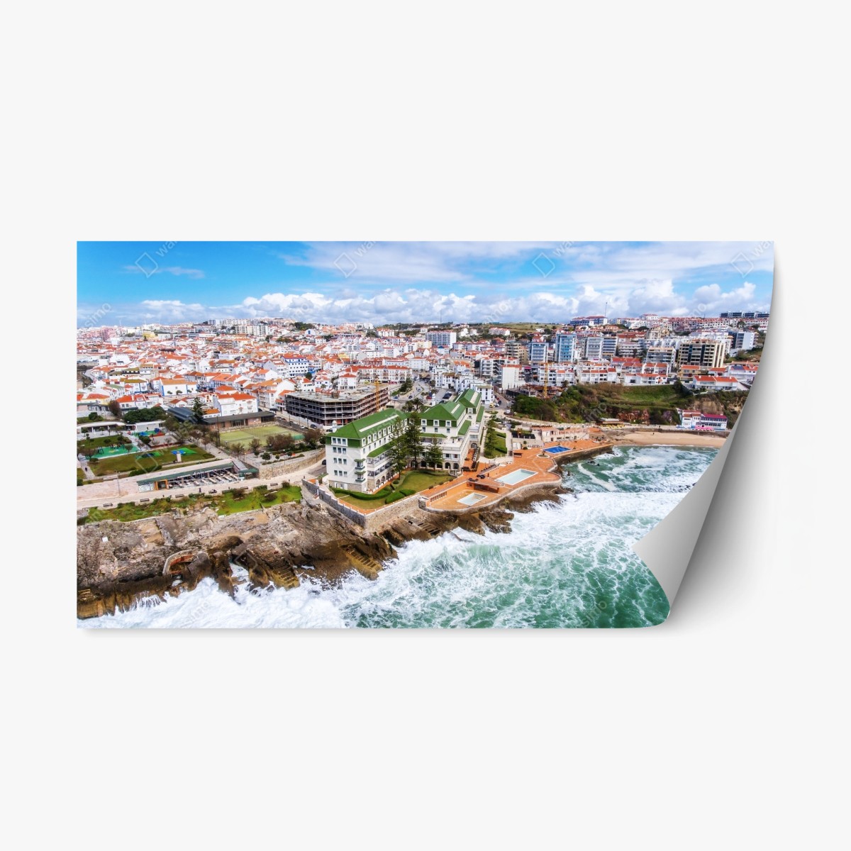 Pegatina reposicionable vistas costeras de ciudad y acantilados – Pixers®