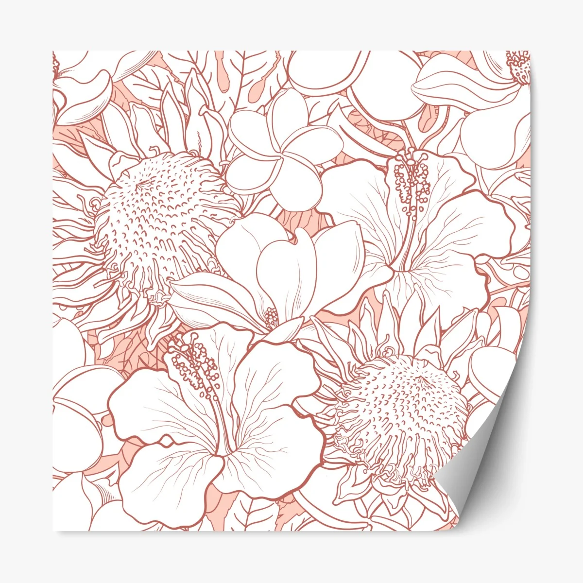 Pegatina reposicionable patrón floral tropical en coral y blanco – Pixers® Pegatina reposicionable patrón floral tropical en coral y blanco – Pixers®