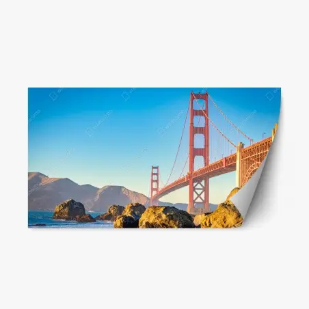 Pegatina reposicionable vista panorámica del puente Golden Gate en San Francisco – Pixers®