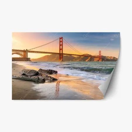 Pegatina reposicionable puesta de sol sobre el Golden Gate en San Francisco – Pixers®