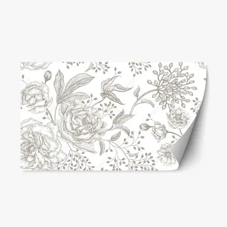Pegatina reposicionable patrón floral botánico en tonos neutros – Pixers®