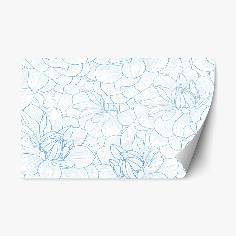 Pegatina reposicionable estampado floral en líneas azules y delicadas