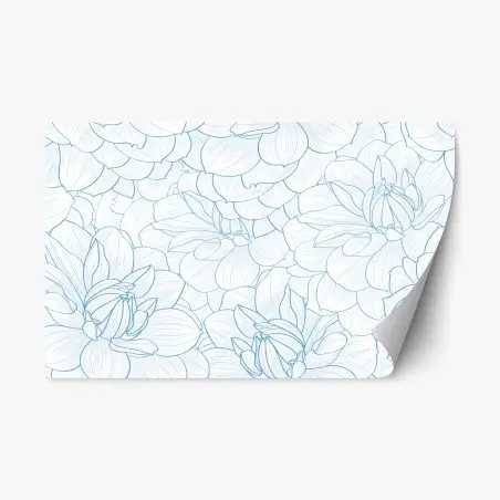 Pegatina reposicionable estampado floral en líneas azules y delicadas – Pixers®