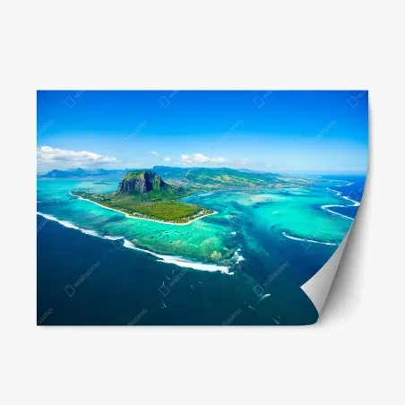 Pegatina reposicionable panorama aéreo de Le Morne Brabant, Mauricio – Pixers®