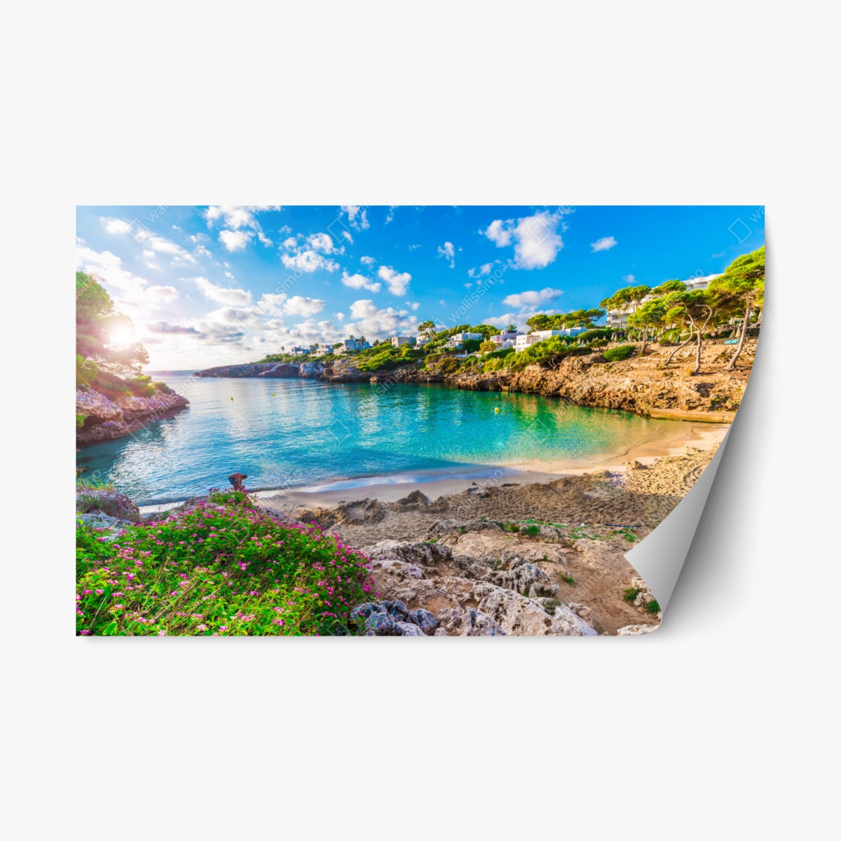 Pegatina reposicionable amanecer en Cala Esmeralda, Mallorca – Pixers®
