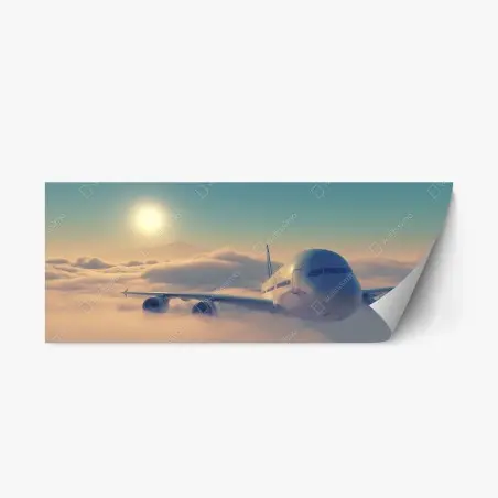 Pegatina reposicionable vuelo majestuoso sobre las nubes al amanecer – Pixers®