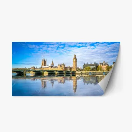 Pegatina reposicionable paisaje de Londres con el Big Ben reflejado – Pixers®