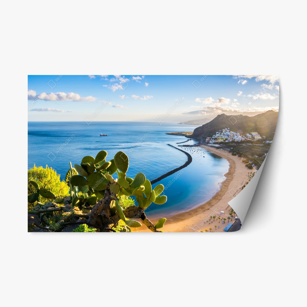 Pegatina reposicionable amanecer sobre la playa Las Teresitas, Santa Cruz de Tenerife – Pixers®