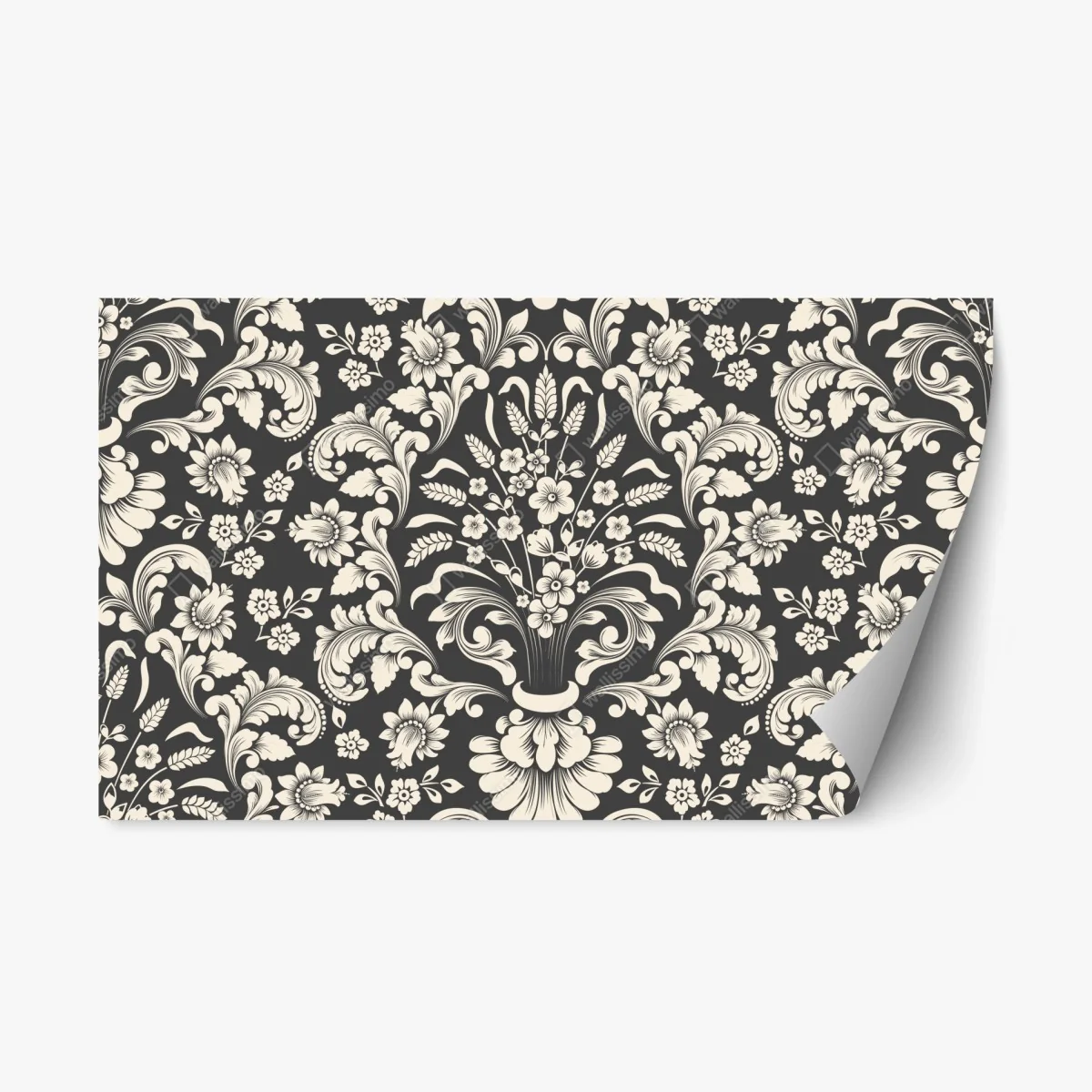 Pegatina reposicionable motivo damasco floral en tonos crema y gris oscuro – Pixers® Pegatina reposicionable motivo damasco floral en tonos crema y gris oscuro – Pixers®