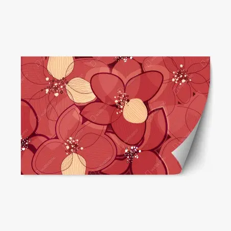 Pegatina reposicionable diseño floral en tonos rojos y marfil – Pixers®