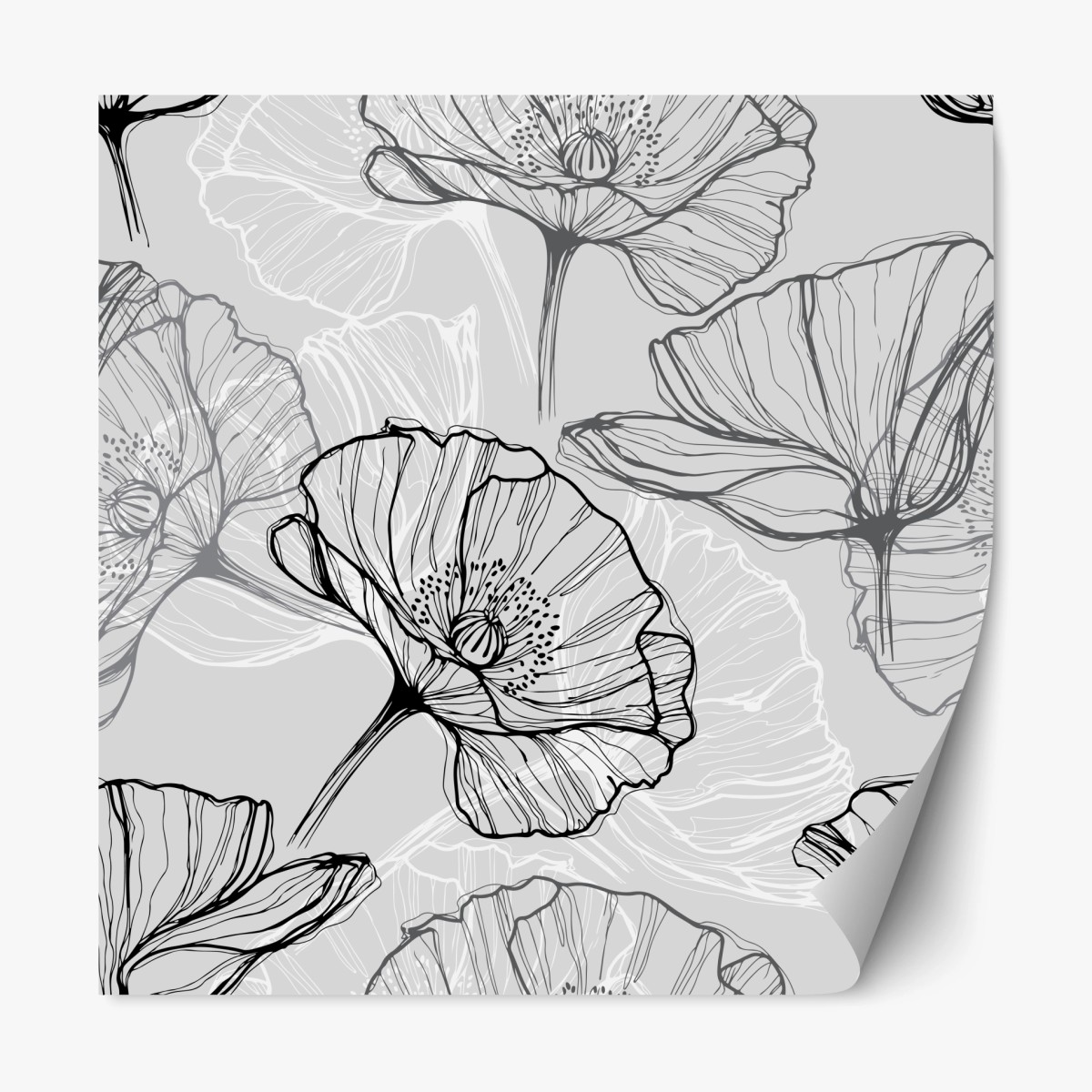 Pegatina reposicionable estampado de amapolas en líneas minimalistas – Pixers®