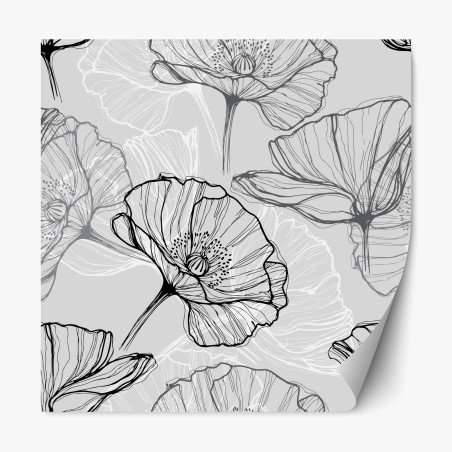 Pegatina reposicionable estampado de amapolas en líneas minimalistas – Pixers®