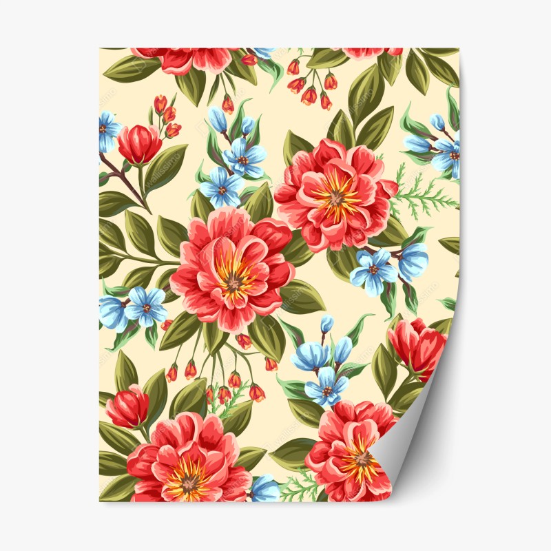 Pegatina reposicionable estampado floral en acuarela sobre fondo beige