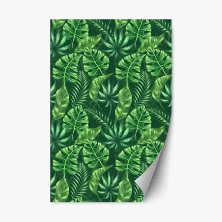 Pegatina reposicionable estampado tropical de hojas verdes – Pixers®