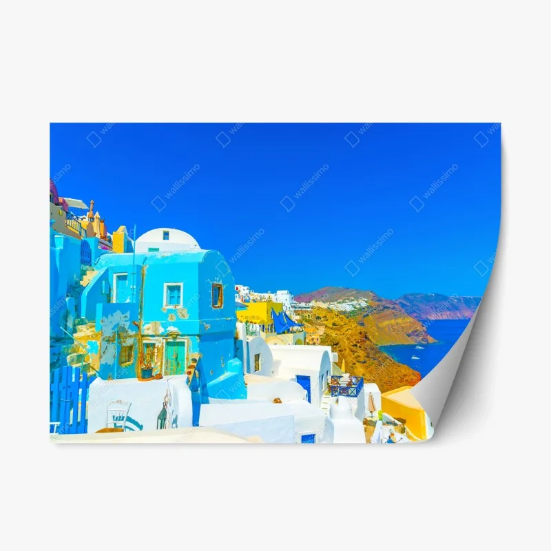 Pegatina reposicionable mirador de Oia en Santorini