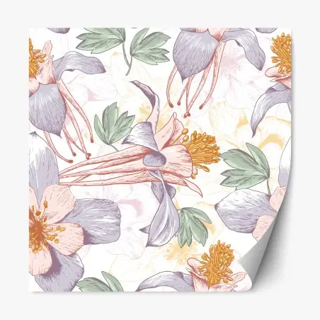 Pegatina reposicionable diseño floral vintage en tonos pastel – Pixers®