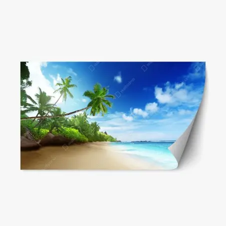 Pegatina reposicionable atardecer tropical en Mahé, Seychelles – Pixers®