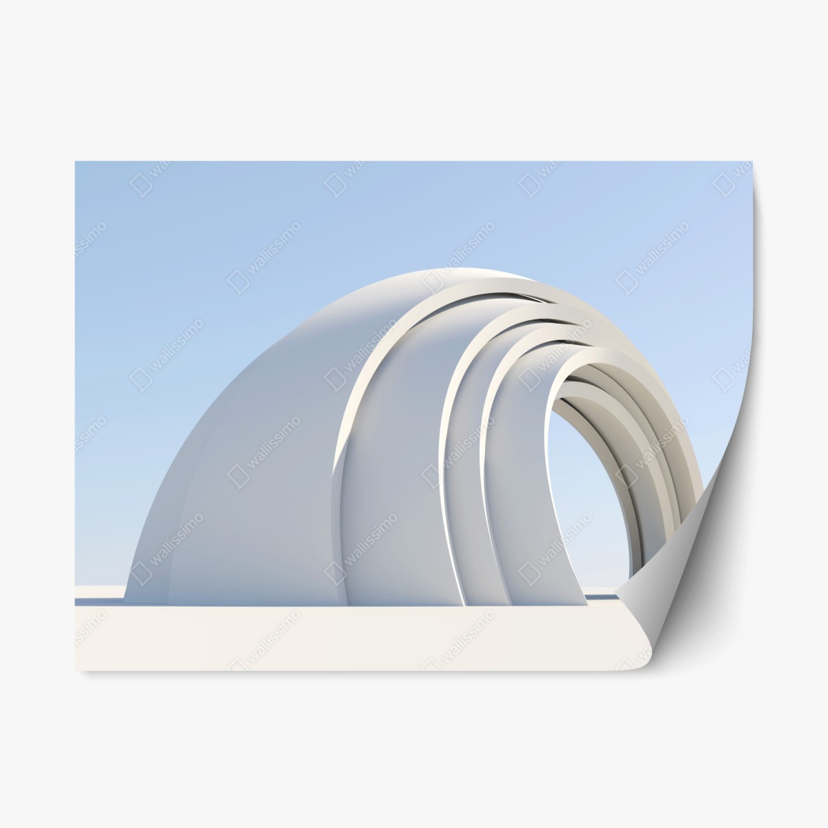 Pegatina reposicionable arcos curvos minimalistas en blanco y azul – Pixers®