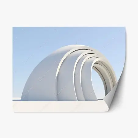 Pegatina reposicionable arcos curvos minimalistas en blanco y azul – Pixers®
