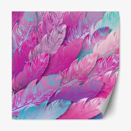 Pegatina reposicionable arte de plumas rosa iridiscente – Pixers®