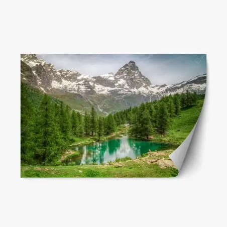 Pegatina reposicionable serenidad en el Lago Blu de Cervinia – Pixers®