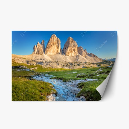 Pegatina reposicionable amanecer en Tre Cime di Lavaredo, Dolomitas – Pixers®