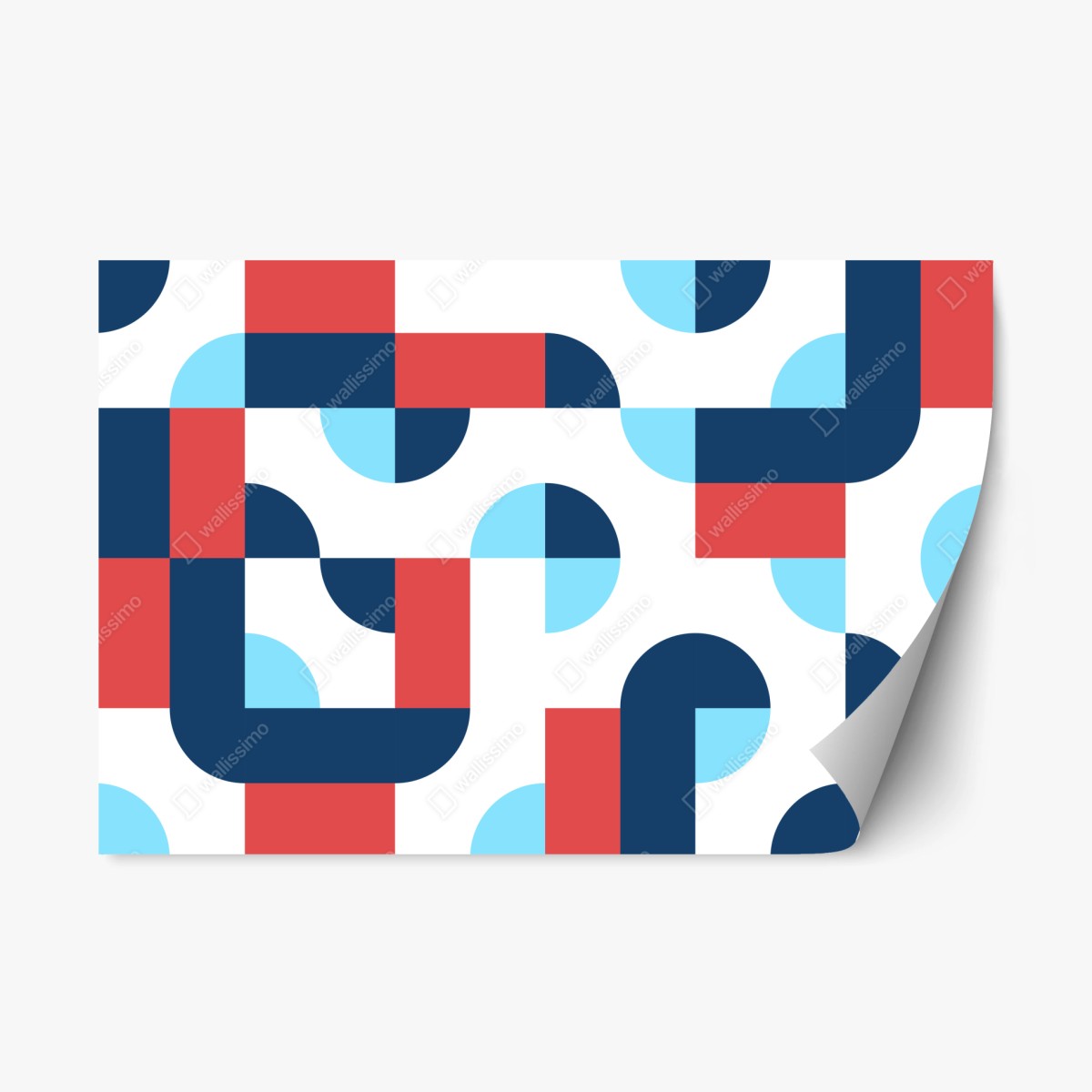 Pegatina reposicionable diseño geométrico en paleta azul y coral – Pixers®