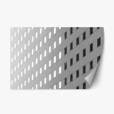 Pegatina reposicionable fachada geométrica en blanco y negro – Pixers®