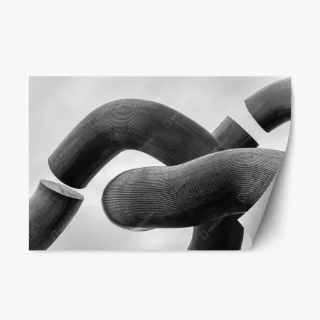 Pegatina reposicionable escultura abstracta de formas curvas en blanco y negro – Pixers®