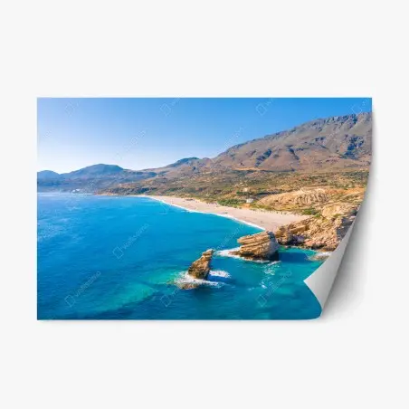 Pegatina reposicionable paisaje costero de aguas turquesa y acantilados – Pixers®