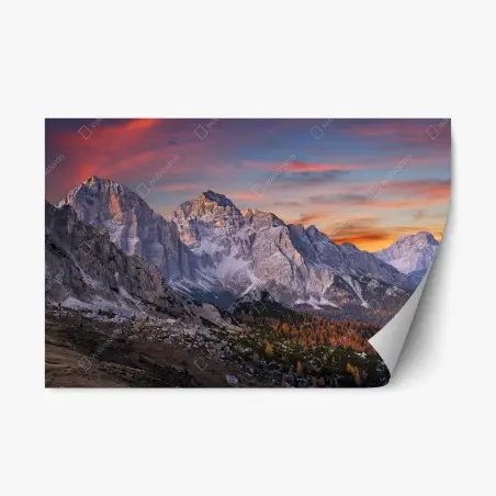 Pegatina reposicionable amanecer en montañas otoñales – Pixers®