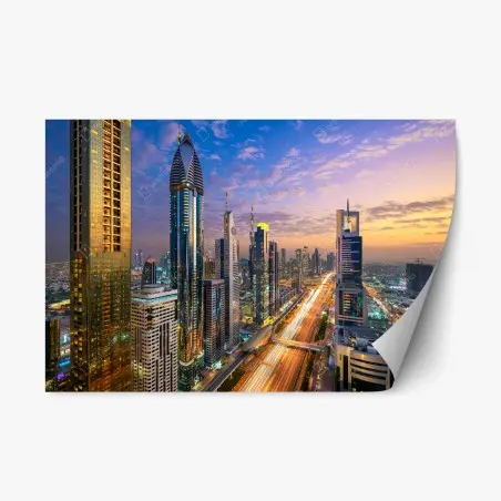 Pegatina reposicionable panorámica urbana de Sheikh Zayed Road en Dubái – Pixers®