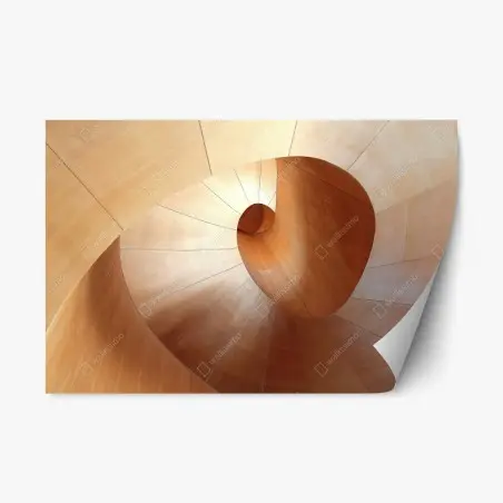 Pegatina reposicionable espiral arquitectónica de madera minimalista – Pixers®