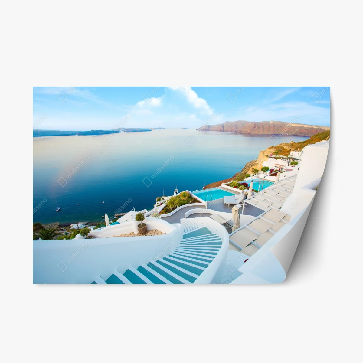 Pegatina reposicionable mural de paisaje costero de Santorini – Pixers® Pegatina reposicionable mural de paisaje costero de Santorini – Pixers®