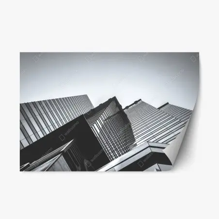 Pegatina reposicionable perspectiva urbana de Hong Kong en blanco y negro – Pixers®