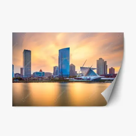 Pegatina reposicionable atardecer dorado en Milwaukee – Pixers®